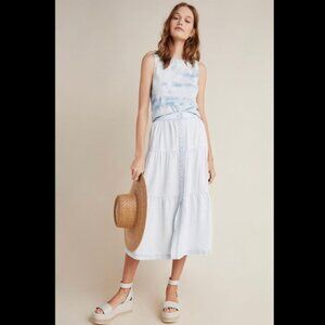 Anthropologie Cloth & Stone Tiered Midi Skirt, Size XS